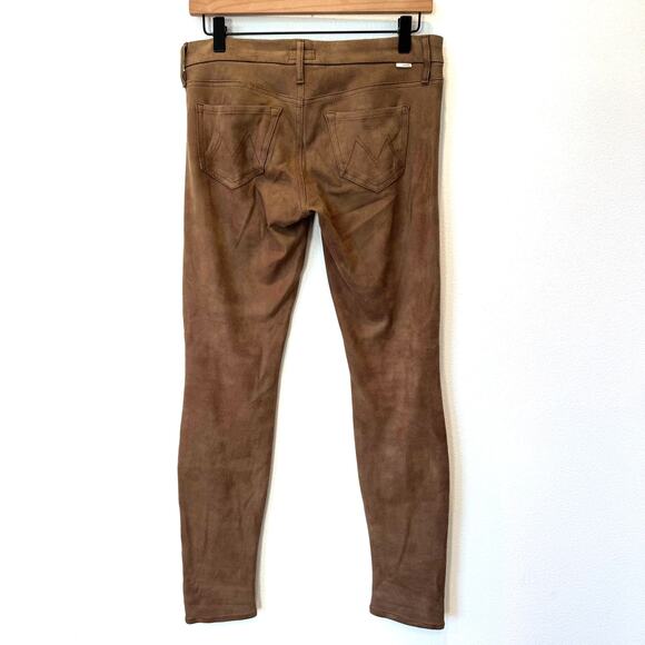MOTHER The Looker Skinny Faux Suede Pants – "Crackle Tan" Brown Wash Size 28 - Picture 3 of 12